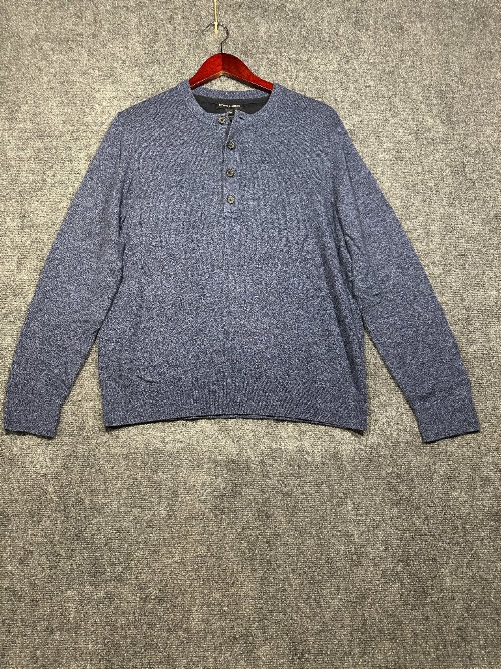 Banana Republic Shirt Mens Large Henley Blue Cotton Long Sleeve Pullover Buttons